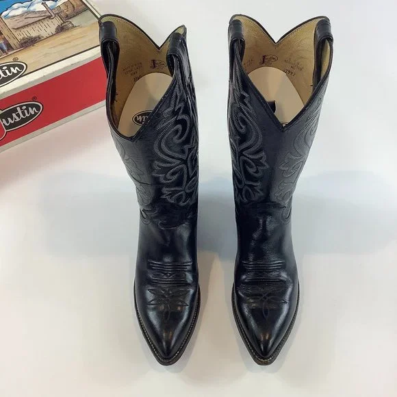 Justin Boots Shoes Justin Black Western Cowboy Boot Poshmark